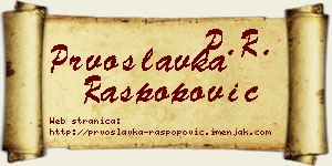 Prvoslavka Raspopović vizit kartica